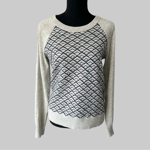 Banana Republic EMBELLISHED GEO  PRINT PULLOVER Wool Blend Sweater - Picture 1 of 15